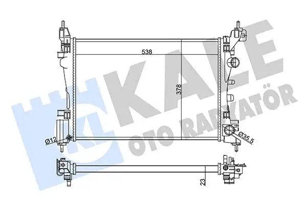 KALE Opel Corsa D 1.4/1.0/1.2 ve Corsa C 1.4 Twinport Su Radyatörü 538x378x23 mm