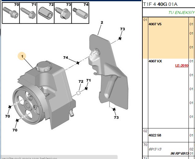 DIREKSIYON POMPA DEPOSU PEUGEOT PARTNER PP206