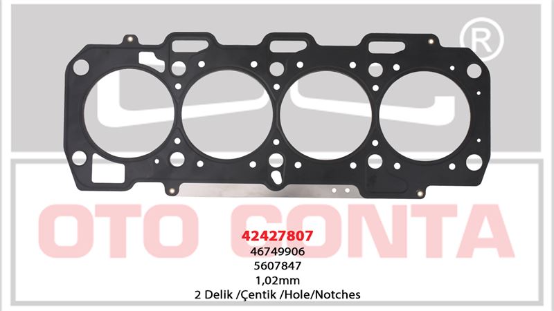 SILINDIR KAPAK CONTASI 2 DELIK COK KATLI CELIK 1.02 mm FIAT DOBLO 182 B9.000 186 A6.000 VECTRA ZAFIRA 1.9JTD Z19DT Z19DTL