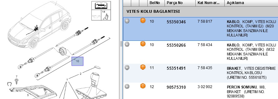 Cavo Vites Teli Astra H - 6 Vites M20 Şanzıman 04- (Orijinal)