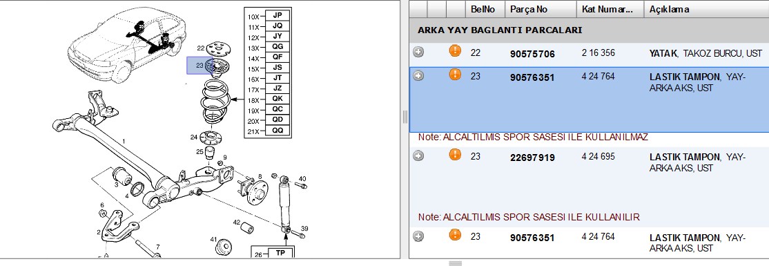 HELEZON ARKA UST TAKOZU ASTRA G/ASTRA H (424764)