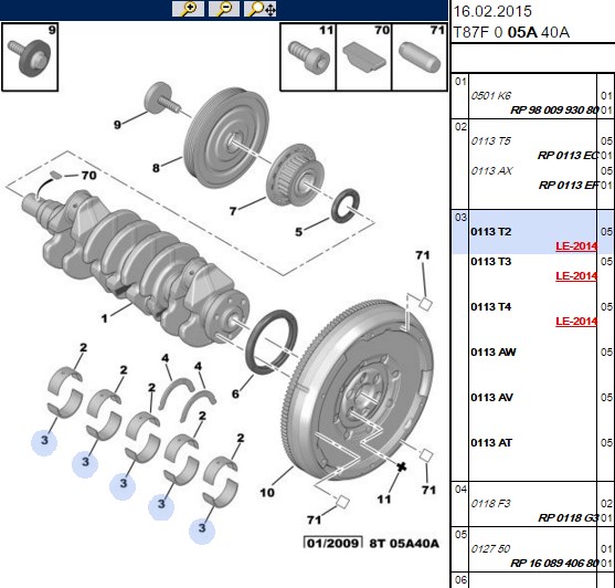 ANA YATAK (YARIM-UST) PEUGEOT P207 P208 P2008 P301 P308 P508 P5008 PARTNER TEPEE CITROEN C3 II C4 B7 C5 X7 C-ELYSEE DS3 DS4 DS5 BERLINGO B9 1.4HDI 1.6HDI DV4 DV6 DV6C EURO 4 EURO 5