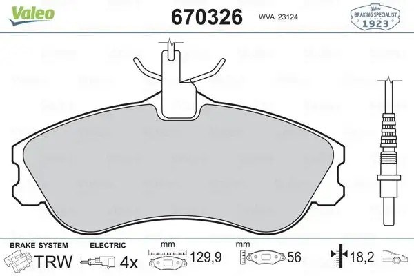 VALEO Peugeot 306 ve Partner 1.9D Ön Fren Balatası 130 mm