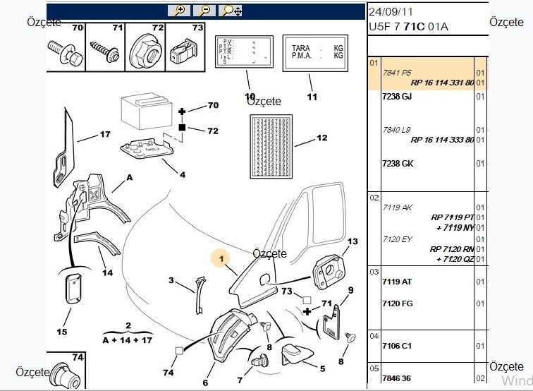 BİTAPART Ön Çamurluk Sağ için Peugeot Boxer / Citroen Jumper / Fiat Ducato 02-