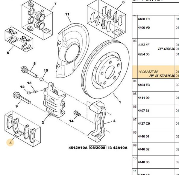 PSA Fren Balatası Ön (P4007 C Crosser) (2.2HDI, 2.4HDI) (2006>)