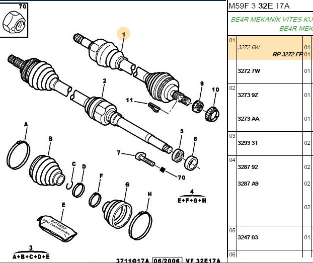 AKS SOL PARTNER / XSARA / BERLINGO 1.9D DW8 BE4R 98 -