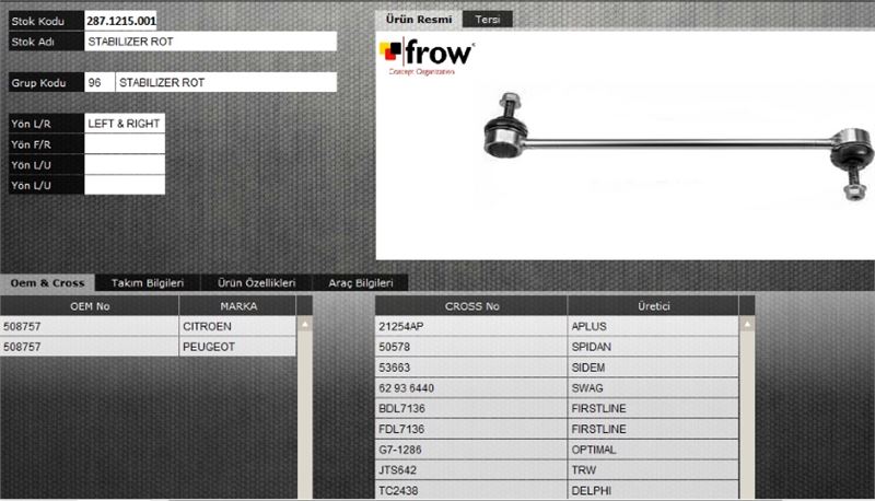 Z ROT (STABILIZER) (ON SAG SOL) CITROEN BERLINGO C4 DS4 PEUGEOT P308 P3008 P5008 RCZ 1.6 RCZ 2.0 PARTNER DS4 1.6 DS5