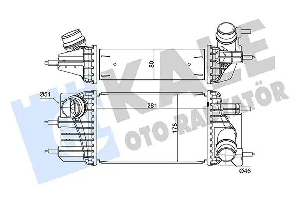 KALE Nissan Juke 1.5 dCi / Pulsar 1.5 dCi Turbo Radyatörü 281×175×80 mm