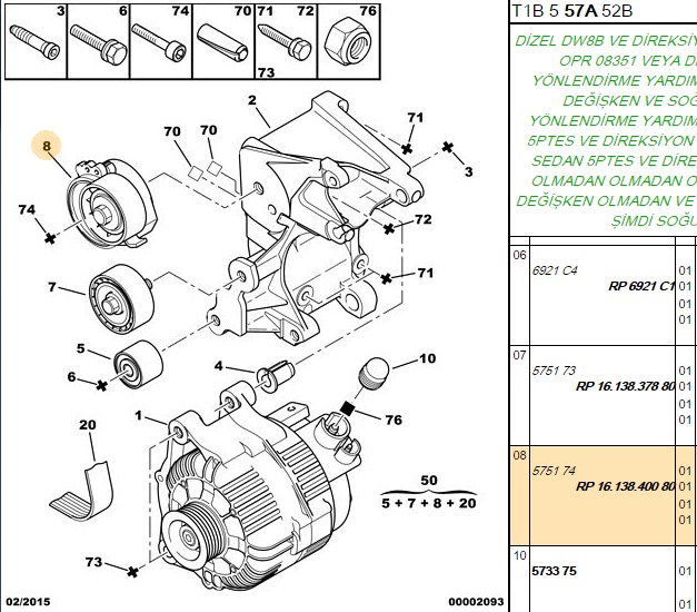 SNR Alternatör Gergi Bilyası (Peugeot 206, 306 II, Citroën Berlingo, Jumpy, Xsara, Scudo 1.9D 98-)