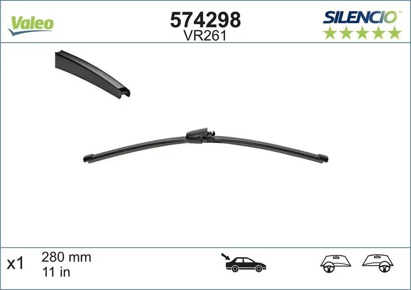 VALEO Skoda Fabia ve Ford Fiesta Arka Silecek Süpürgesi 280 mm