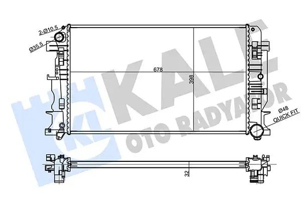 KALE Mercedes Sprinter 413 Cdi ve 316 Cdi Su Radyatörü 678×398×32 mm