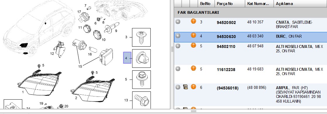 Far Montaj Sustası (Peugeot Captiva)