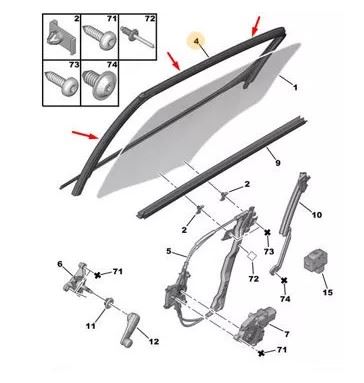 Bitapart Sağ Arka Cam Çerçeve Fitili Peugeot P407