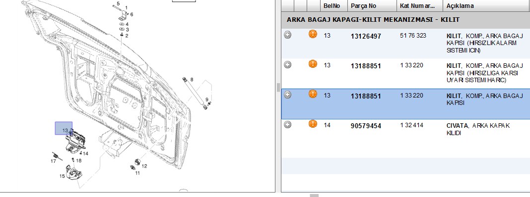 BAGAJ KILIDI ASTRA H HB (133220)