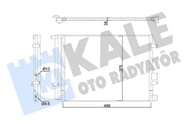 KALE Hyundai i20 1.4 Crdi Klima Radyatörü 496×375×16 mm Alüminyum Kurutuculu