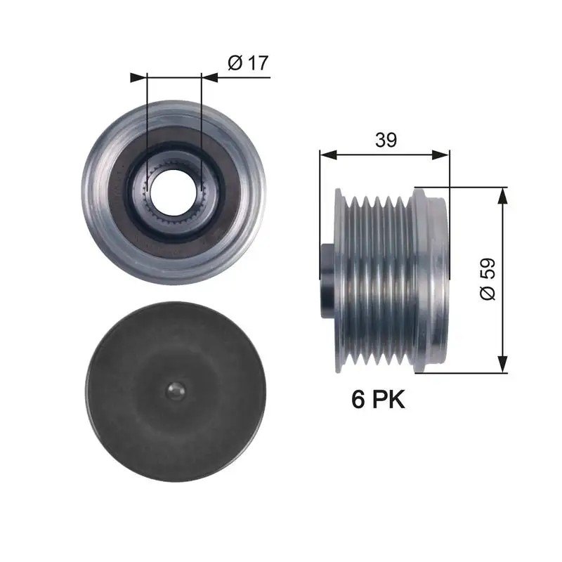 GATES Opel Astra H 1.4 ve Corsa D 1.4 Alternatör Kasnağı 59 mm Dış Çap