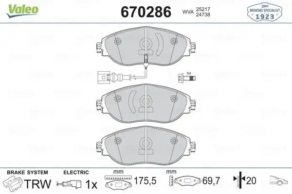 VALEO Audi A3 ve Skoda Octavia 1.4 Tsi Ön Fren Balatası 175 mm