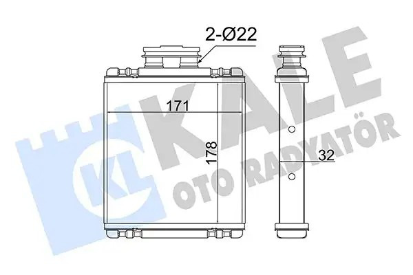 KALE Seat Ibiza 1.4 Tdi ve Volkswagen Polo 5 1.2 Kalorifer Radyatörü 178×171×32 mm