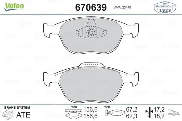 VALEO Ford Connect 1.8 Tdci, 1.6 Tdci, Fiesta 1.4 Ön Fren Balatası 157 mm