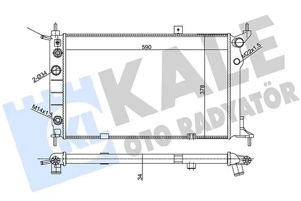 KALE Opel Astra F 1.4 ve 1.6 Su Radyatörü 590x358x32 mm Otomatik Şanzıman AC