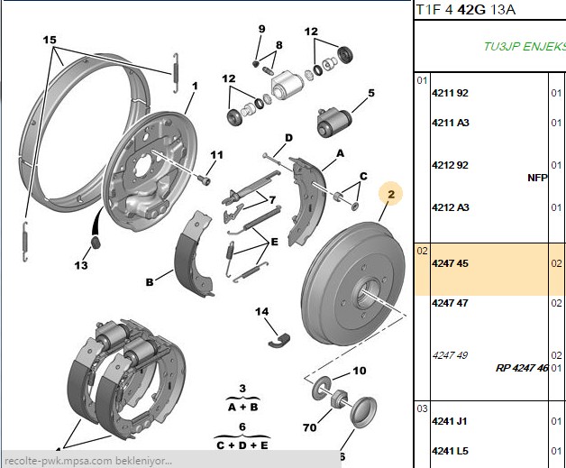 BOSCH Peugeot 206 1.6 ve 106 1.4 Arka Fren Kampanası 247 mm