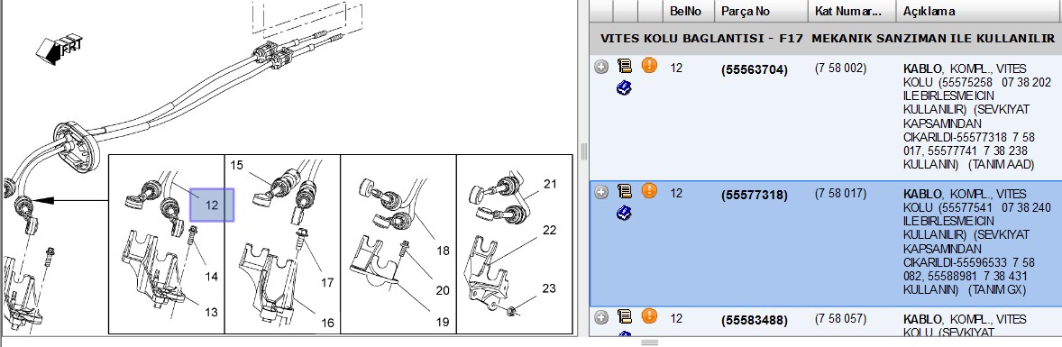 VITES TELI OPEL ASTRA J - 5 VITES - F17 SANZIMAN 10-