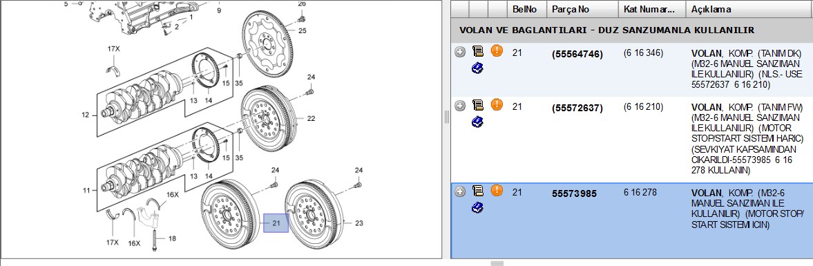 VOLAN KOMPLE M32 6 ILERI INSIGNIA A A20DT (616278)