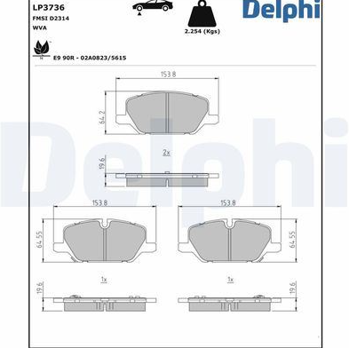 DELPHI Fren Balatası Ön (OPEL Insignia B 2017- OEM:84782067)