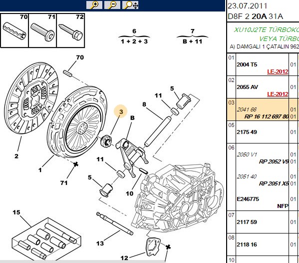 Mekanik Debriyaj Rulmanı (Fiat Scudo PE 406-607 2.0 JTD-HDI)