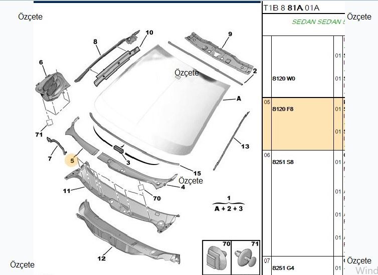 Bitapart Ön Cam Alt Izgara P206 Sağ