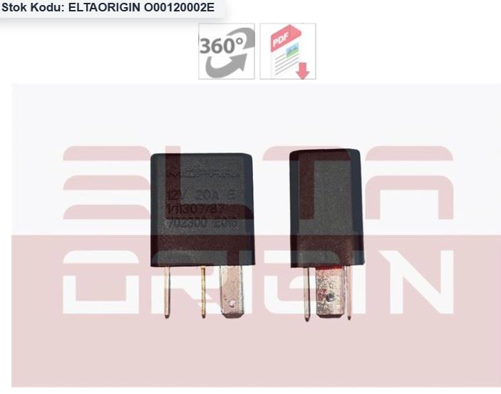 ORIGINAL-UNIVERSAL MİKRO RÖLE NA 12V 20A ALFA ROMEO-AUDI-CHRYSLER-FIAT-GENERAL M