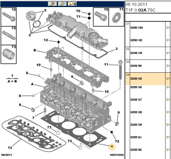 Silindir Kapak Contası (130 mm, Peugeot P306, P406, Boxer, Citroen C5, Berlingo 20 HDI, DW10)