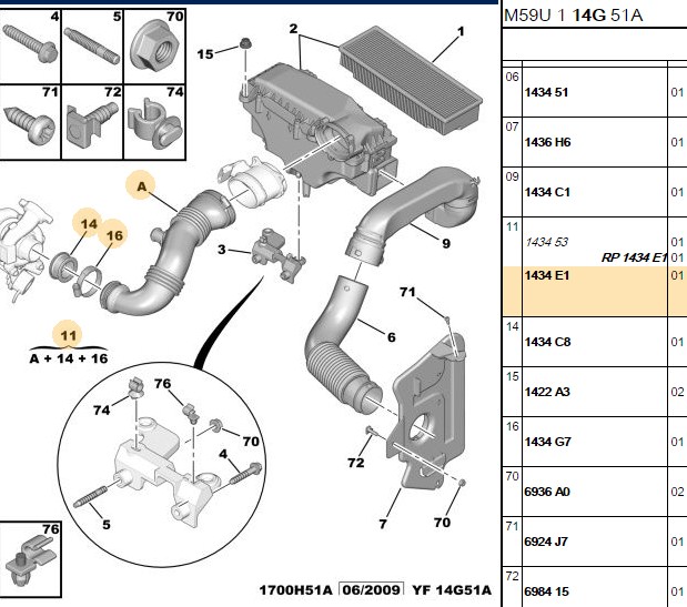 PSA Hava Filtresi Hortumu 1.6 HDI 207 307 308 3008 407 5008 Partner Tepe Expert III