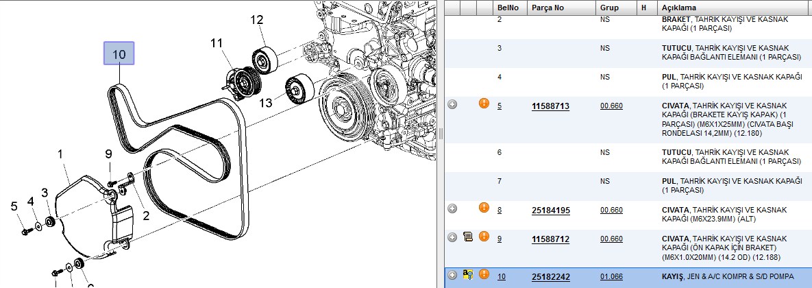 V Kayışı 6PK2220 2.0 Dizel Cruze C140 Captiva (4802240)