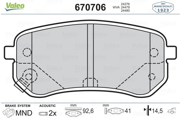 Fren Balatası Ön (116 mm) (Hyundai i20 10-, Kia Picanto 04)