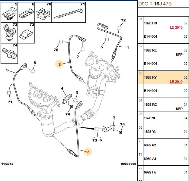 NGK - NTK Lambda Oksijen Sensörü (Citroën Berlingo, C2, C3, C4, Saxo, Xsara, C5, C6, C8, Peugeot P106, P206, P306, P307, P406, P407, P607, P807, Partner)