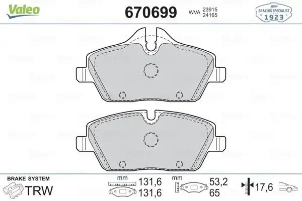 VALEO BMW 116i/118i/120i E87 Ön Fren Balatası 132 mm