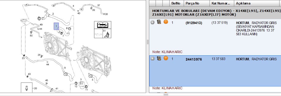 Radyatör Üst Hortumu (Opel Astra G / Zafira A 98-05 1.4-1.6)
