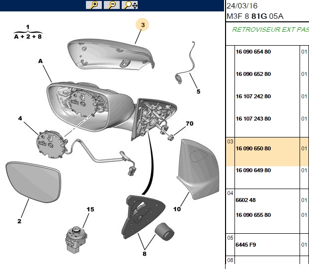 AYNA KAPAGI SOL BOYANACAK TIP PEUGEOT 301 CITROEN C-ELYSEE