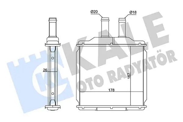 KALE Chevrolet Lacetti 1.4/1.6 Kalorifer Radyatörü 167×178×26 mm