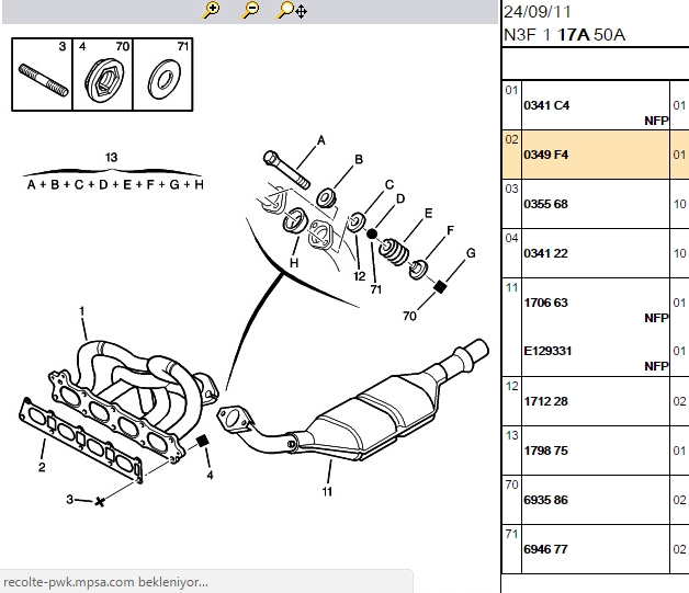 Egzoz Manifoldu Conta (XU7JP4 1.8 16V, XU10J4R 2.0 16V, 306, 406, 605, 806, Xantia, Xantia II, Evasion, XM)