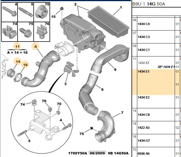 UCEL Suzuki SX4, Peugeot ve Citroen 1.6 Hdi Hava Filtre Borusu