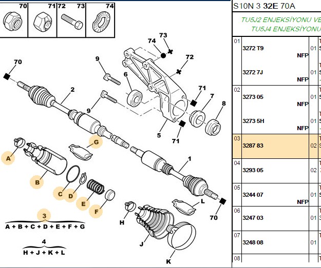 AKS KÖRÜĞÜ PARTNER M49 106 306 BERLİNGO M49 SAXO XSARA (MONTAJ YİVSİZ) AKS TARAFI