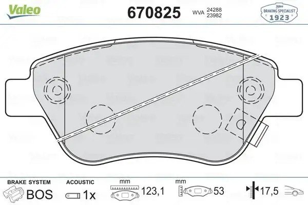 VALEO Fiat Doblo 1.3 ve Opel Corsa D 1.4 Ön Fren Balatası 123 mm