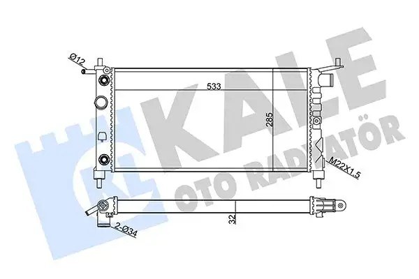 KALE Opel Corsa B 1.2 ve Tigra 1.4 Su Radyatörü 533x285x32 mm Otomatik Şanzıman