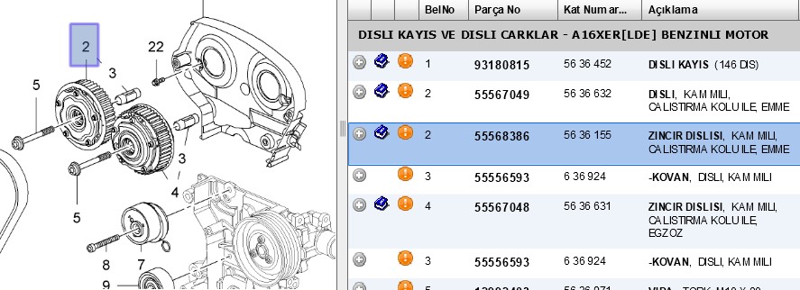 Eksantrik Dişlisi (Opel Astra J, Insignia, Mokka 1.6, 1.8)