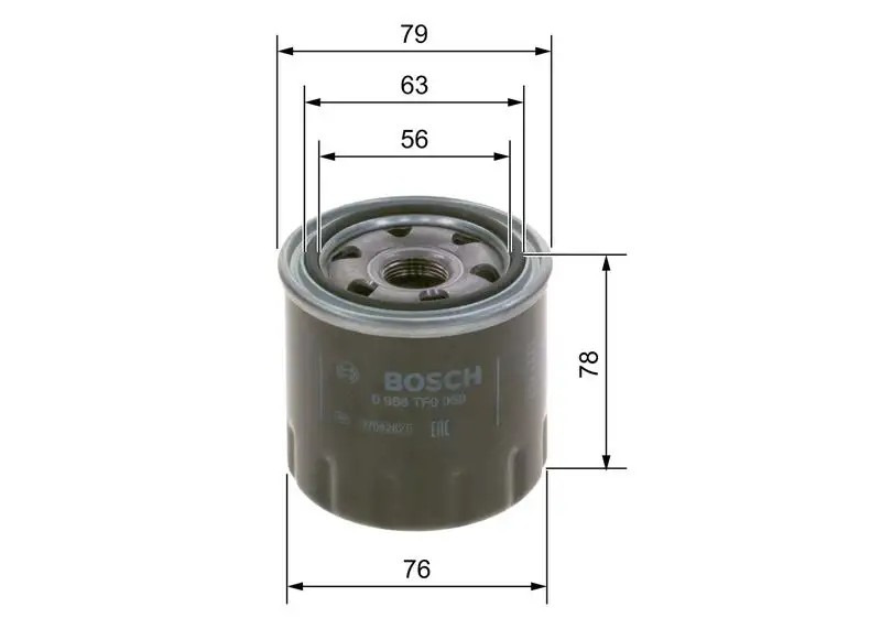 BOSCH Hyundai Tucson, Getz, i30 ve Honda Civic Yağ Filtresi M 20 x 1,5 Vidalı 78 mm