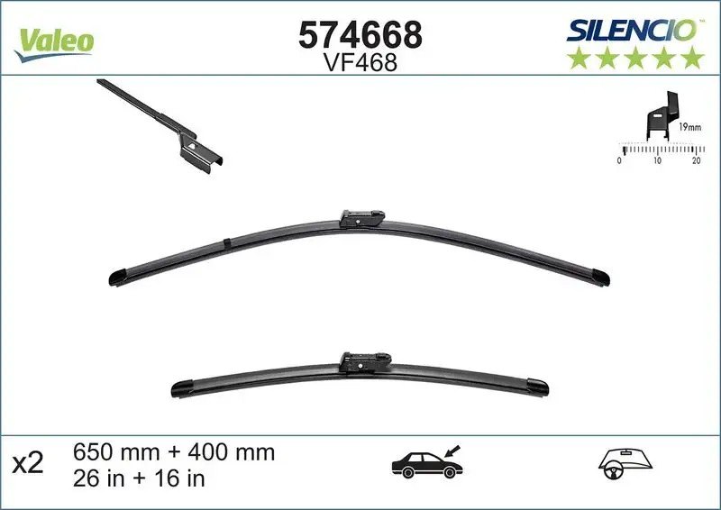 VALEO Ford Fiesta 1.6 ve Peugeot 208 1.6 Hdi Ön Silecek Süpürgesi 650+400 mm