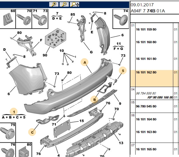 Arka Tampon (Peugeot P2008) (A94F) (PSA)