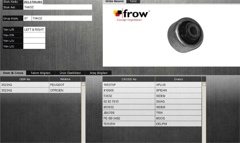 FROW Peugeot 407 ve 508 Orta Salıncak Burcu